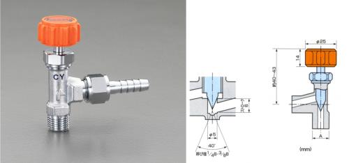 R 3/8"xφ10.5mm ニードルバルブ(ステム型)