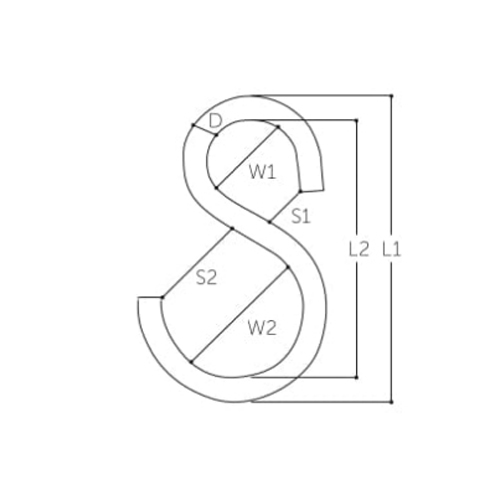 53x  5mm Sフック(ステンレス製/1個)