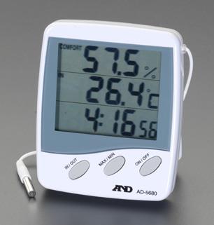 [時計付] 温度・湿度計