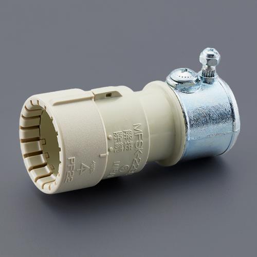 φ16mm フレキ管用厚鋼電線管アダプター(ベージュ)